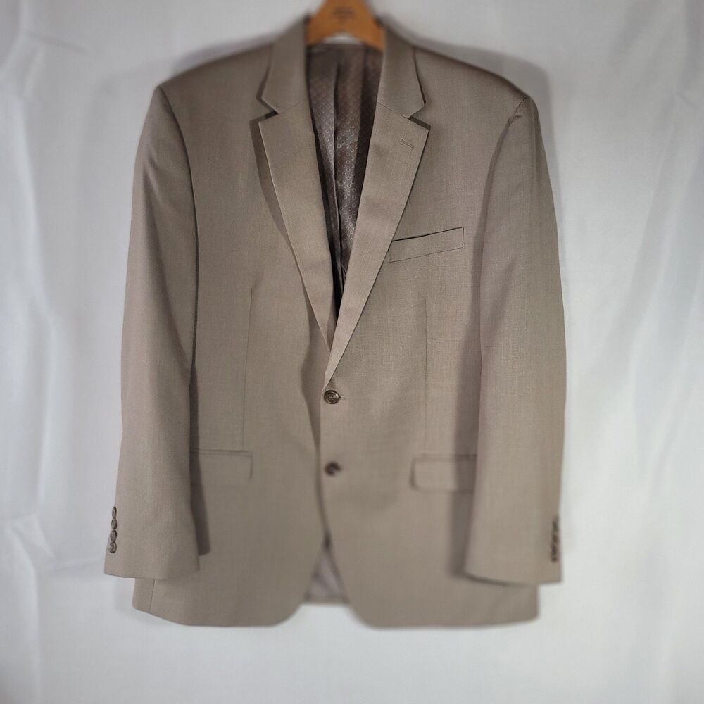 Chaps Men’s Classic Fit Sport Coat Blazer 44R Tan Beige 2-Button Lined Jacket